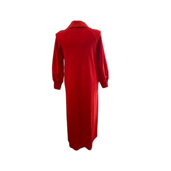 Size 14 Vanity Fair 1970s Womens Red Half Zip Robe Long Sleeve Dacron Polyester - Picture 7 of 10